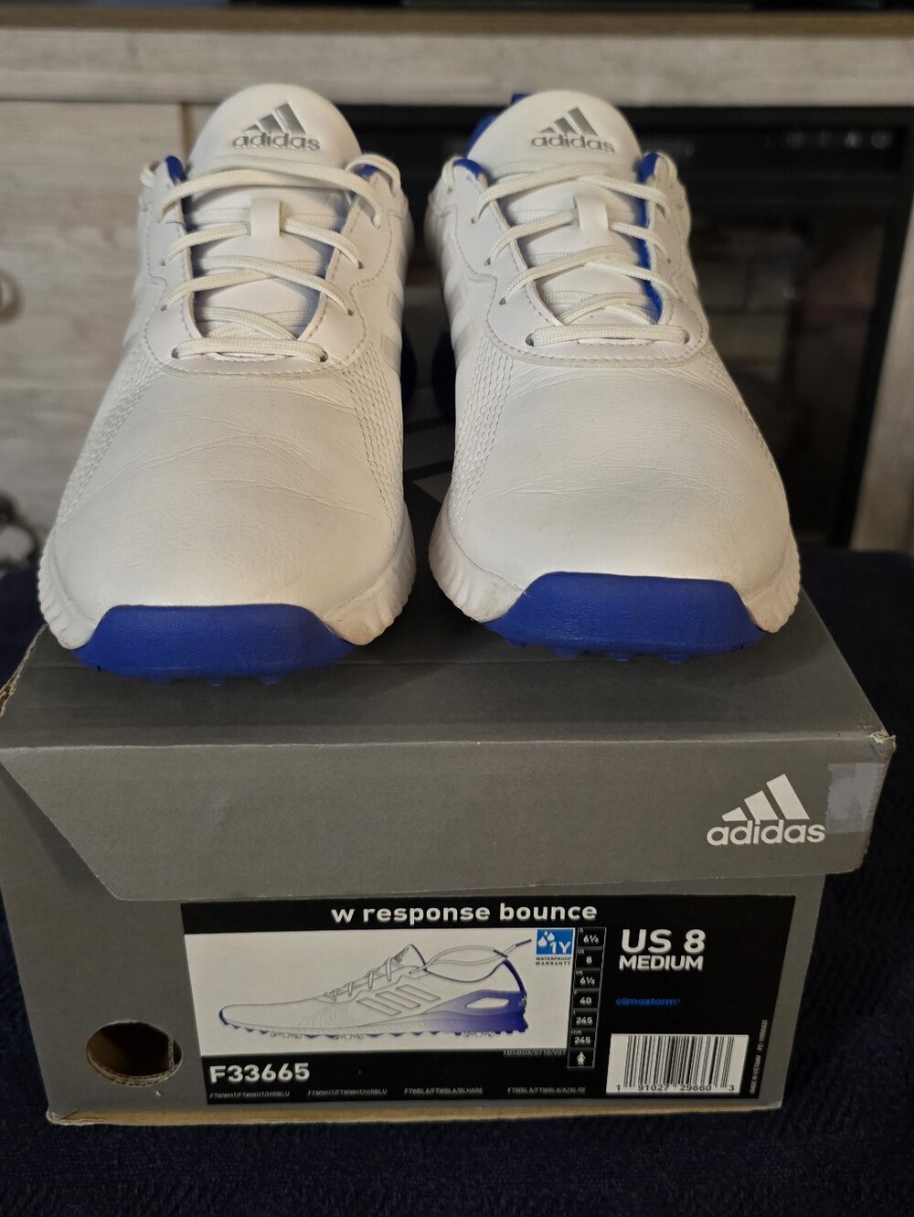 Adidas Response Bounce Golf Shoes Wmn's Size 8wide White/BlueClimastorm Wtrproof